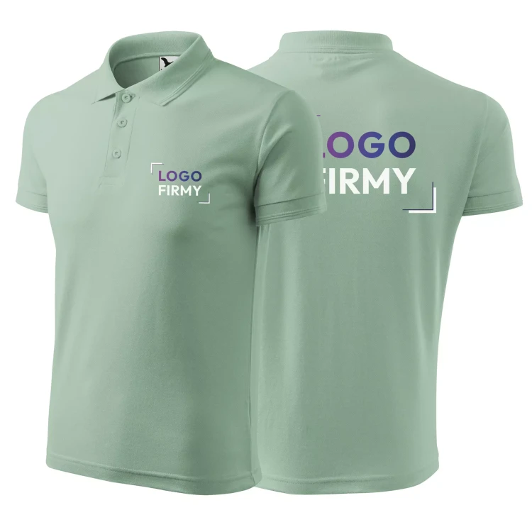 Koszulka polo z logo na sercu i plecach męska z nadrukiem logo firmy 200g 203 kolor C9 SAGE koszulka polo (4).webp