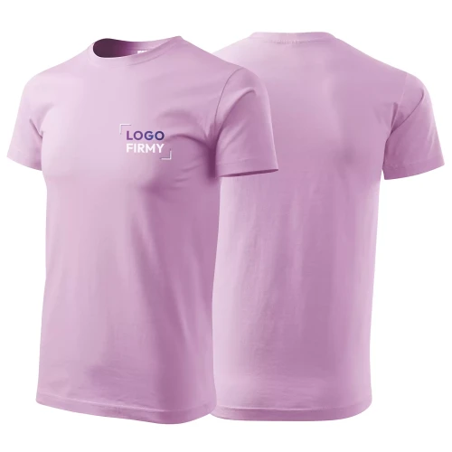 Koszulka z krótkim rękawem z logo na sercu męska z nadrukiem logo firmy 160g BASIC129 kolor ORHID D1 koszulka krótki rękaw.webp