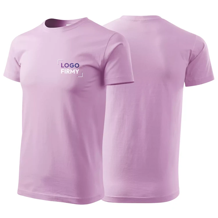 Koszulka z krótkim rękawem z logo na sercu męska z nadrukiem logo firmy 160g BASIC129 kolor ORHID D1 koszulka krótki rękaw.webp