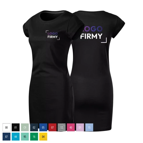 Koszulkasukienka damska 180g Freedom178 z logo własnym nadrukiem na sercu i plecach odzież reklamowa WSZYSTKIE KOLORY.webp