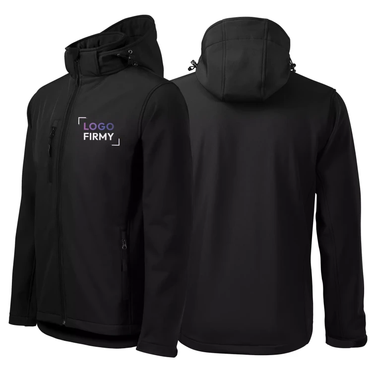 Kurtka czarna softshell Malfini męska z logo na sercu i plecach z nadrukiem logo firmy 300g 522 WSZYSTKIE KOLORY (1).webp