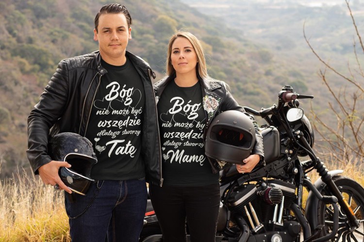 2 Zestaw koszulek dla Mamy i Taty Bóg nie może być wszędzie dlatego stworzył Mamę i Tate.jpg