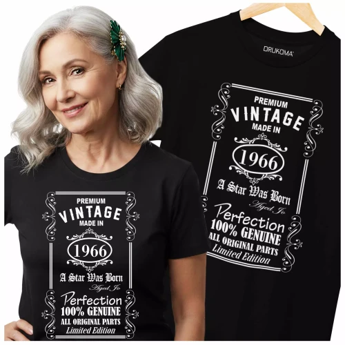 KOSZULKA DLA KOBIETY NA 60 URODZINY PREMIUM VINTAGE MADE IN 1966 A STAR WAS BORN (2).webp