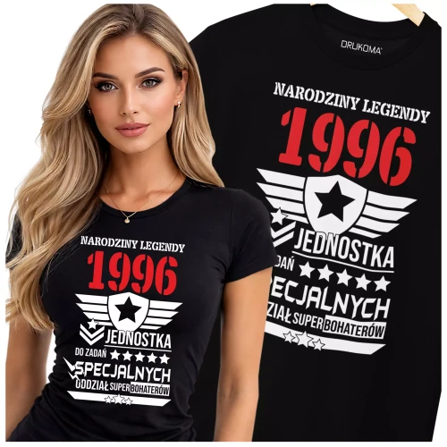 Koszulka damska dla kobiety na 30 trzydzieste urodziny NARODZINY LEGENDY 1996 JEDNOSTKA DO ZADAŃ SPECJALNYCH ODZIAŁ S (3).webp