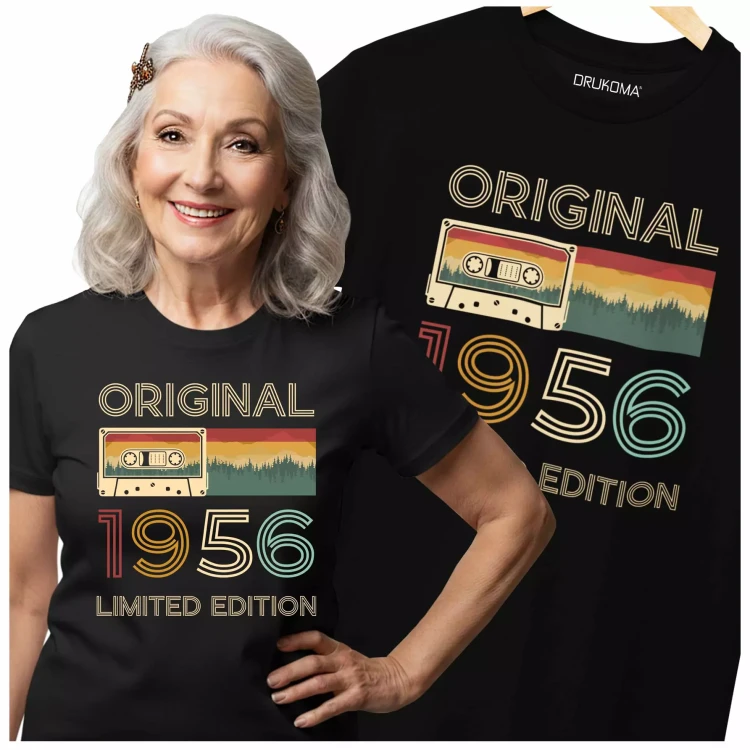 Koszulka damska na 70 urodziny na siedemdziesiątkę z napisem ORIGINAL 1956 LIMITED EDITION (2).webp