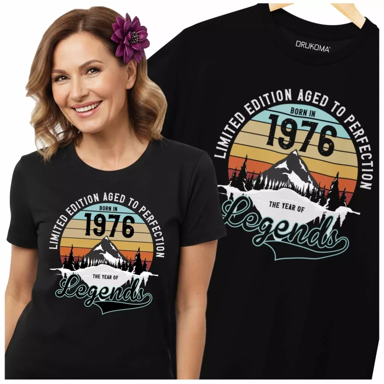 Koszulka damska dla kobiety na 60 urodziny z napisem LIMITED EDITION AGED TO PERFECTION BORN IN 1966 THE YEAR OF LEGENDS (7).webp