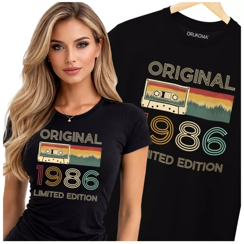 Koszulka damska na 40 urodziny na czterdziestkę z napisem ORIGINAL 1986 LIMITED EDITION (3).webp
