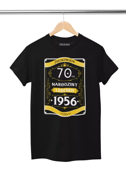 Koszulka damska na 70 urodziny na siedemdziesiątkę z napisem 70 LAT ŻYCIE ZACZYNA SIĘ PO 70-TCE NARODZINY LEGENDY  (3).webp