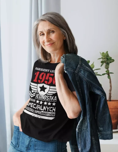 Koszulka damska dla kobiety na 70 siedemdziesiąte urodziny NARODZINY LEGENDY 1956 JEDNOSTKA DO ZADAŃ SPECJALNYCH ODZIAŁ  (1).webp