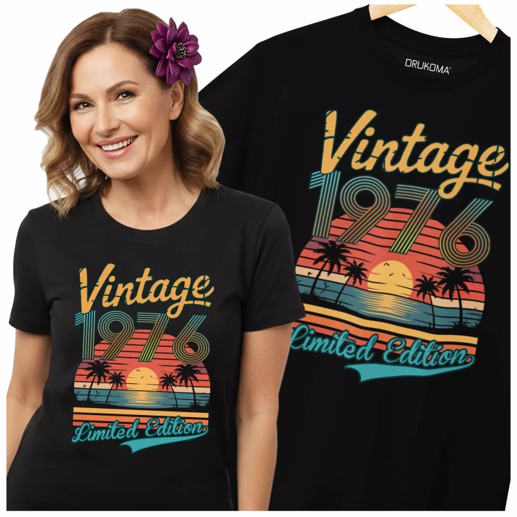 Koszulka damska na 50 urodziny na pięćdziesiątkę z napisem VINTAGE 1976 LIMITED EDITION (4).webp