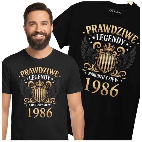 Koszulka na urodziny na 40 CZERDZISTKĘ z napisem PRAWDZIWE LEGENDY NARODZIŁY SIĘ W 1986 (3).webp