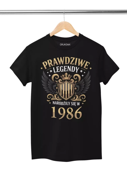 Koszulka na urodziny na 40 CZERDZISTKĘ z napisem PRAWDZIWE LEGENDY NARODZIŁY SIĘ W 1986 (4).webp