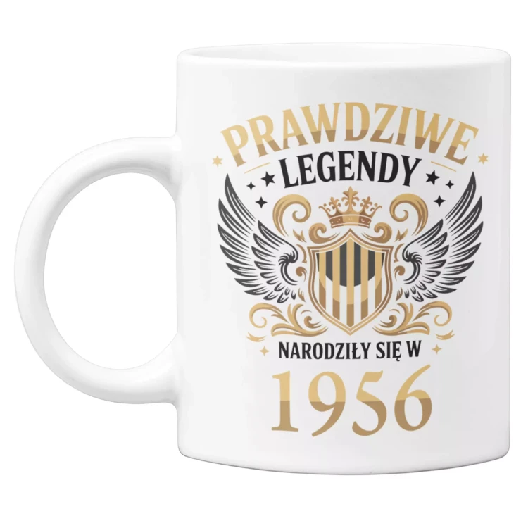 Koszulka z kubkiem na urodziny na 70 SIEDEMDZIESIĄTKĘ Z NADRUKIEM PRAWDZIWE LEGENDY NARODZIŁY SIĘ W 1956 (4).webp
