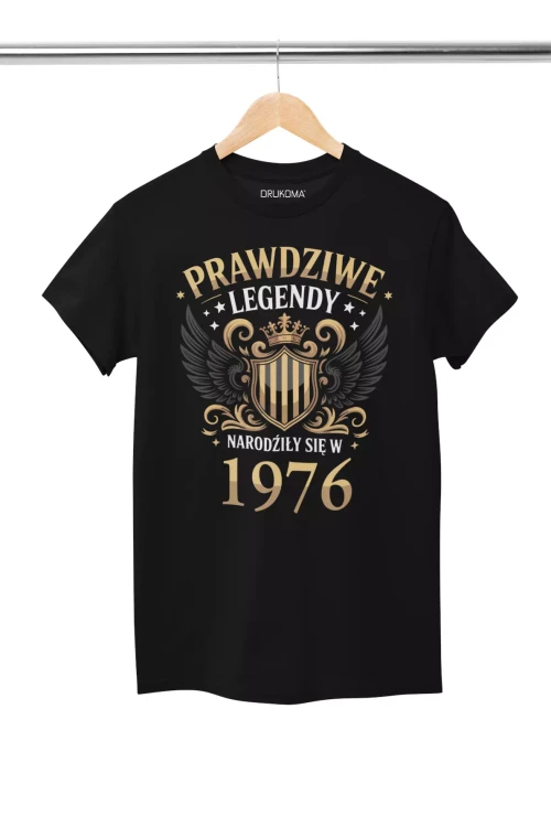 Koszulka na urodziny na 50 PIĘĆDZIESIĄTKĘ z napisem PRAWDZIWE LEGENDY NARODZIŁY SIĘ W 1976.webp