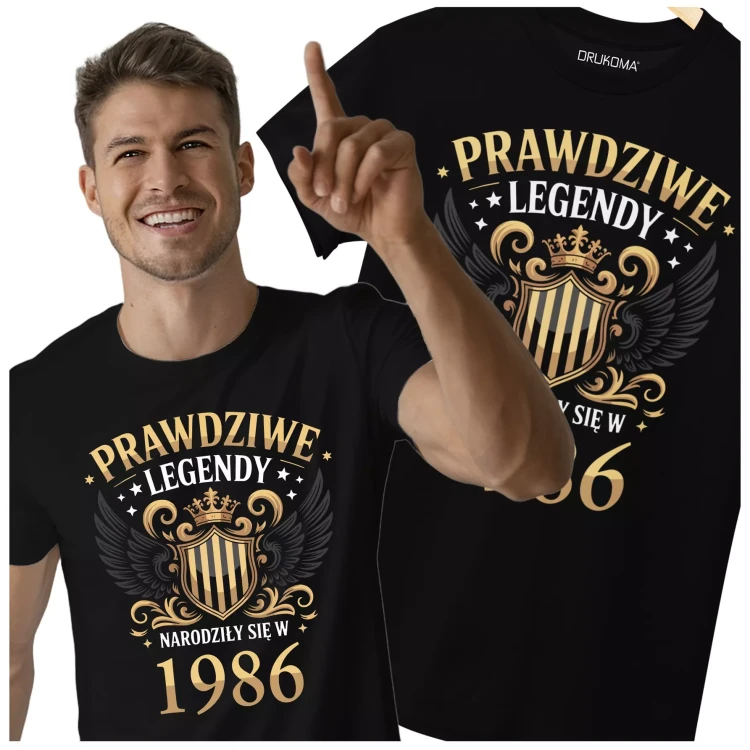 Koszulka na urodziny na 40 CZERDZISTKĘ z napisem PRAWDZIWE LEGENDY NARODZIŁY SIĘ W 1986 (2).webp