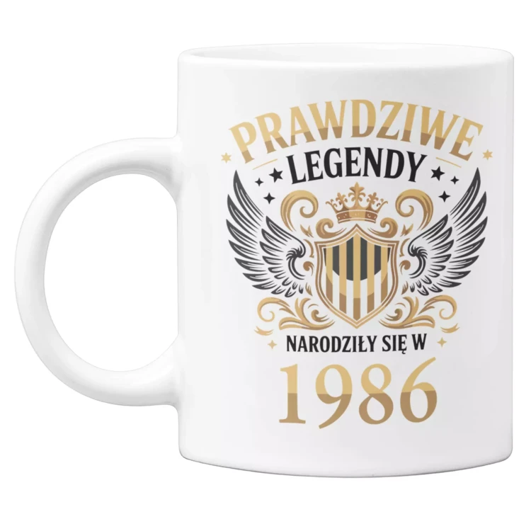 Koszulka z kubkiem na urodziny na 40 CZERDZISTKĘ z napisem PRAWDZIWE LEGENDY NARODZIŁY SIĘ W 1986 (5).webp