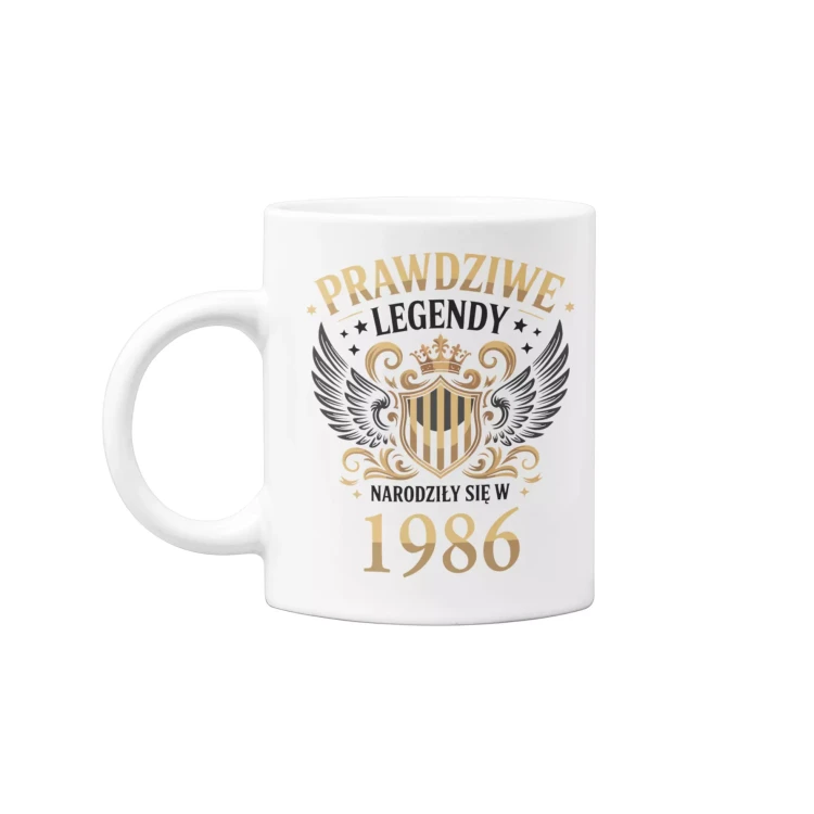 Koszulka z kubkiem na urodziny na 40 CZERDZISTKĘ z napisem PRAWDZIWE LEGENDY NARODZIŁY SIĘ W 1986 (2).webp