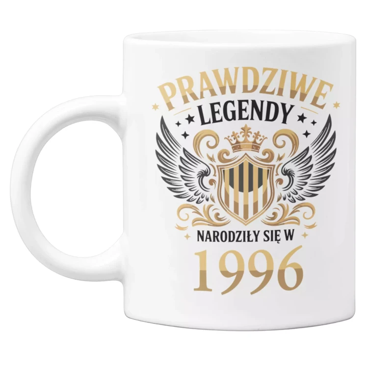 Koszulka z kubkiem na urodziny na 30 TRZYDZIESTKĘ z napisem PRAWDZIWE LEGENDY NARODZIŁY SIĘ W 1996  (5).webp