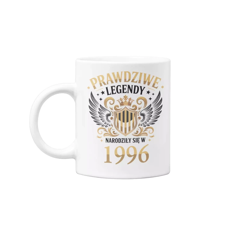 Koszulka z kubkiem na urodziny na 30 TRZYDZIESTKĘ z napisem PRAWDZIWE LEGENDY NARODZIŁY SIĘ W 1996  (2).webp