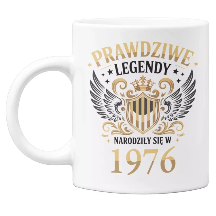 Kubek na urodziny na 50 PIĘĆDZIESIĄTKĘ z napisem PRAWDZIWE LEGENDY NARODZIŁY SIĘ W 1976 (3).webp
