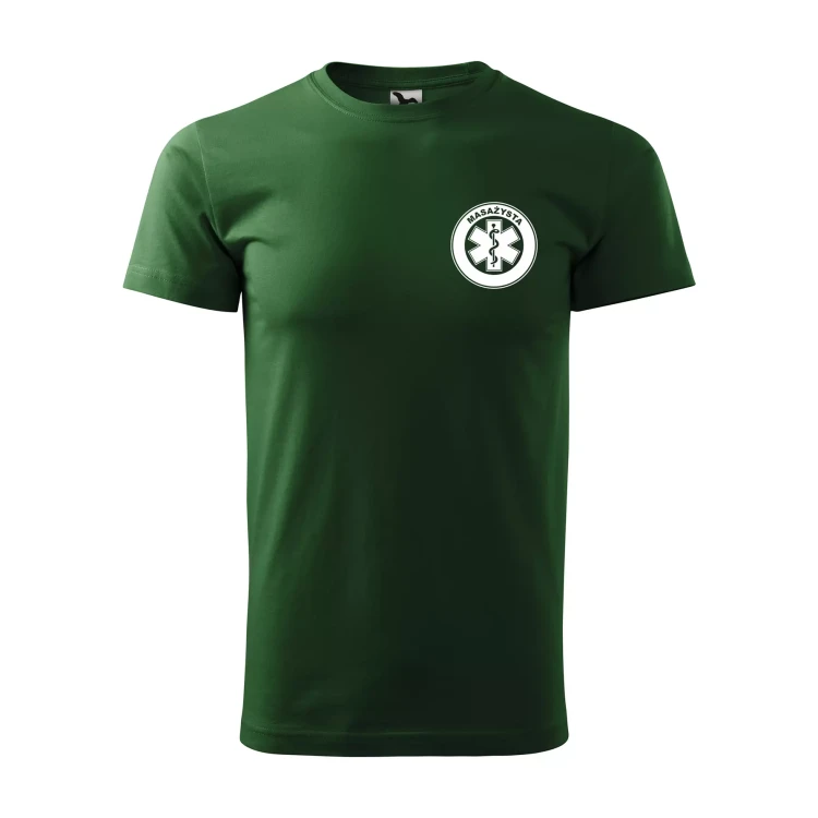 Koszulka z krótkim rękawem z logo na sercu i plecach męska z nadrukiem MASAŻYSTA 160g BASIC 129 koszulka krótki rękaw WSZYSTKIE KOLORY (2).webp