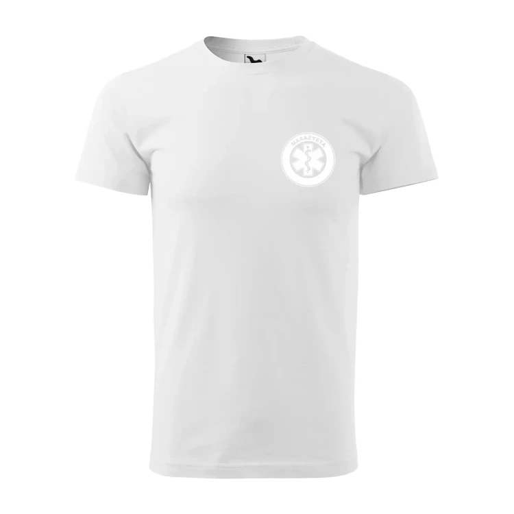 Koszulka z krótkim rękawem z logo na sercu i plecach męska z nadrukiem MASAŻYSTA 160g BASIC 129 koszulka krótki rękaw WSZYSTKIE KOLORY (35).webp