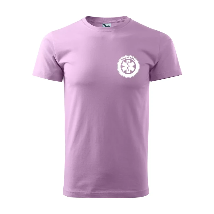 Koszulka z krótkim rękawem z logo na sercu i plecach męska z nadrukiem MASAŻYSTA 160g BASIC 129 koszulka krótki rękaw WSZYSTKIE KOLORY (37).webp