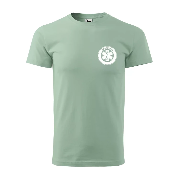 Koszulka z krótkim rękawem z logo na sercu i plecach męska z nadrukiem MASAŻYSTA 160g BASIC 129 koszulka krótki rękaw WSZYSTKIE KOLORY (38).webp