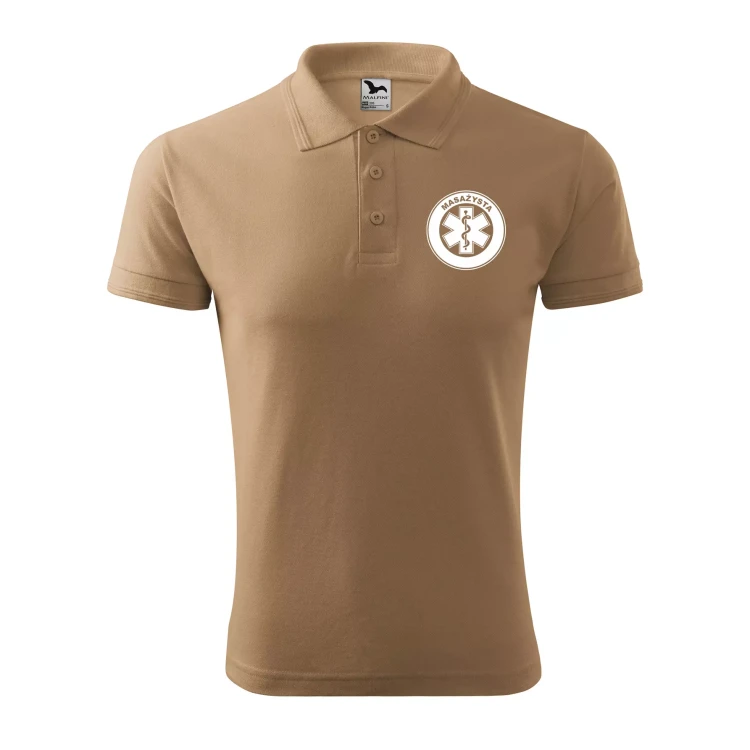 Koszulka polo męska z logo na sercu i plecach z nadrukiem MASAŻYSTA 200g Pique Polo 203 koszulka polo WSZYSTKIE KOLORY (8).webp