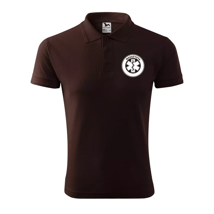 Koszulka polo męska z logo na sercu i plecach z nadrukiem MASAŻYSTA 200g Pique Polo 203 koszulka polo WSZYSTKIE KOLORY (14).webp