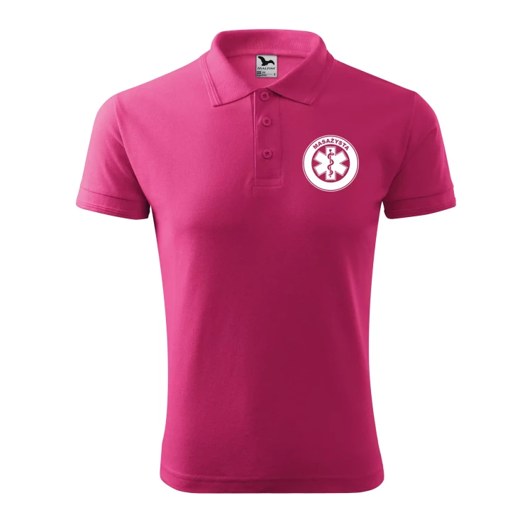 Koszulka polo męska z logo na sercu i plecach z nadrukiem MASAŻYSTA 200g Pique Polo 203 koszulka polo WSZYSTKIE KOLORY (22).webp