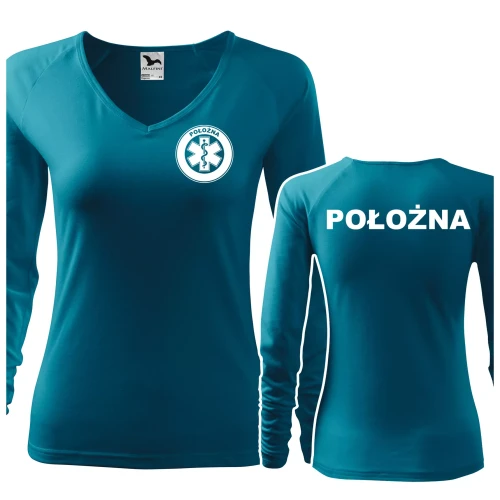 Koszulka damska z długim rękawem Elegance 127 z nadrukiem POŁOŻNA na sercu i plecach odzież reklamowa 180 gm² WSZYSTKIE KOLORY (1).webp