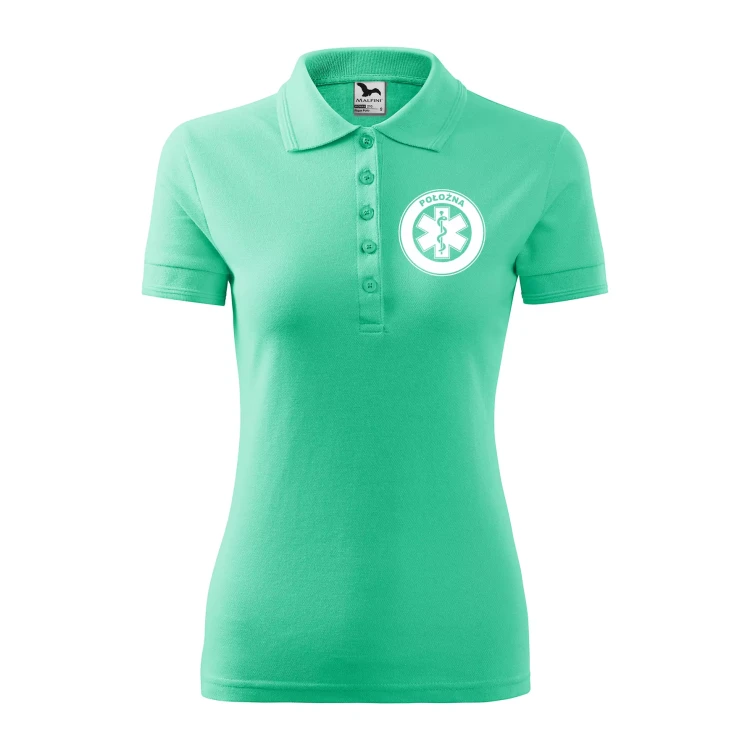 Koszulka damska polo z logo na sercu i plecach z nadrukiem POŁOŻNA logo firmy 200 gm² Pique Polo 210 koszulka polo WSZYSTKIE KOLORY (10).webp