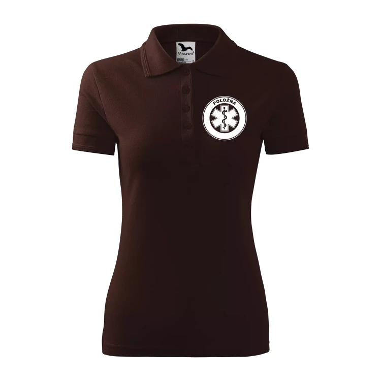 Koszulka damska polo z logo na sercu i plecach z nadrukiem POŁOŻNA logo firmy 200 gm² Pique Polo 210 koszulka polo WSZYSTKIE KOLORY (14).webp