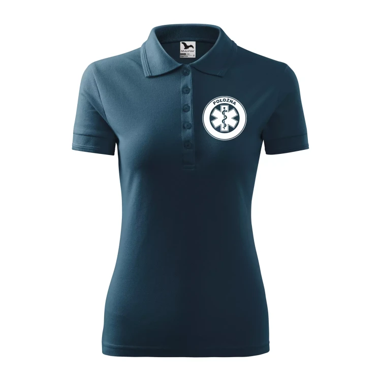 Koszulka damska polo z logo na sercu i plecach z nadrukiem POŁOŻNA logo firmy 200 gm² Pique Polo 210 koszulka polo WSZYSTKIE KOLORY (16).webp