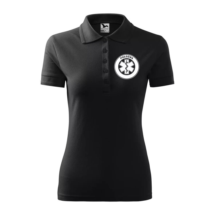 Koszulka damska polo z logo na sercu i plecach z nadrukiem POŁOŻNA logo firmy 200 gm² Pique Polo 210 koszulka polo WSZYSTKIE KOLORY (18).webp