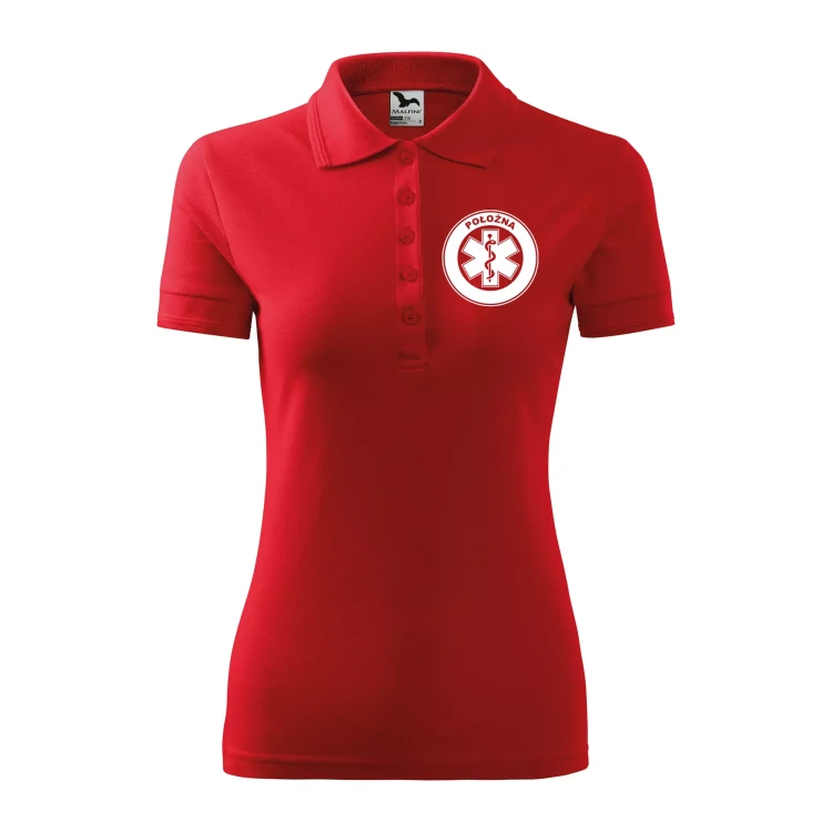 Koszulka damska polo z logo na sercu i plecach z nadrukiem POŁOŻNA logo firmy 200 gm² Pique Polo 210 koszulka polo WSZYSTKIE KOLORY (19).webp
