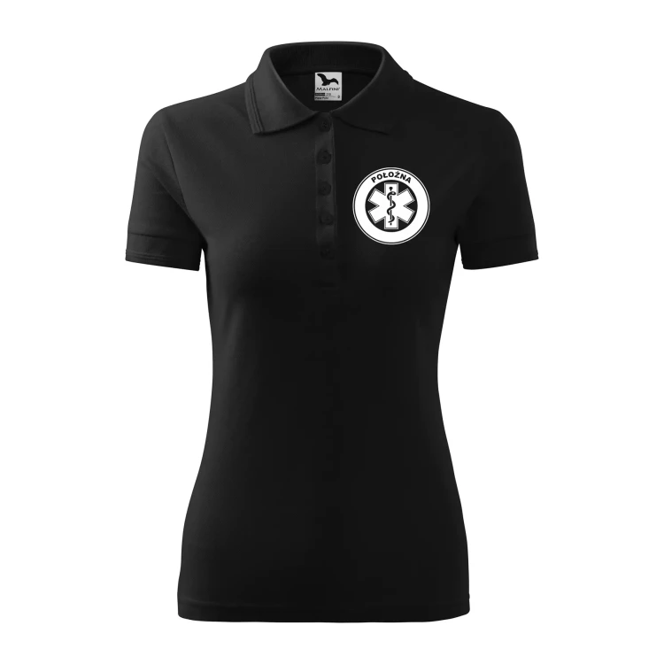 Koszulka damska polo z logo na sercu i plecach z nadrukiem POŁOŻNA logo firmy 200 gm² Pique Polo 210 koszulka polo WSZYSTKIE KOLORY (21).webp