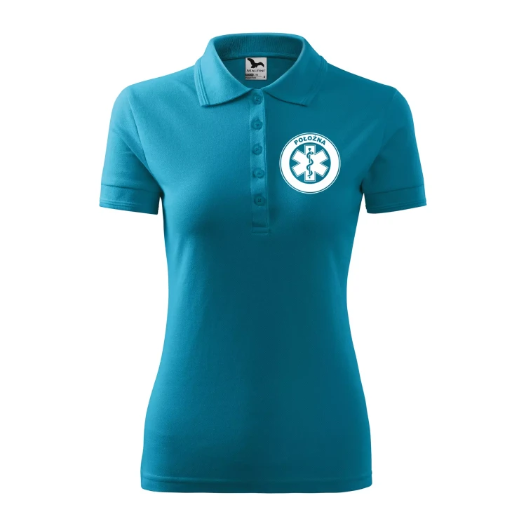 Koszulka damska polo z logo na sercu i plecach z nadrukiem POŁOŻNA logo firmy 200 gm² Pique Polo 210 koszulka polo WSZYSTKIE KOLORY (22).webp
