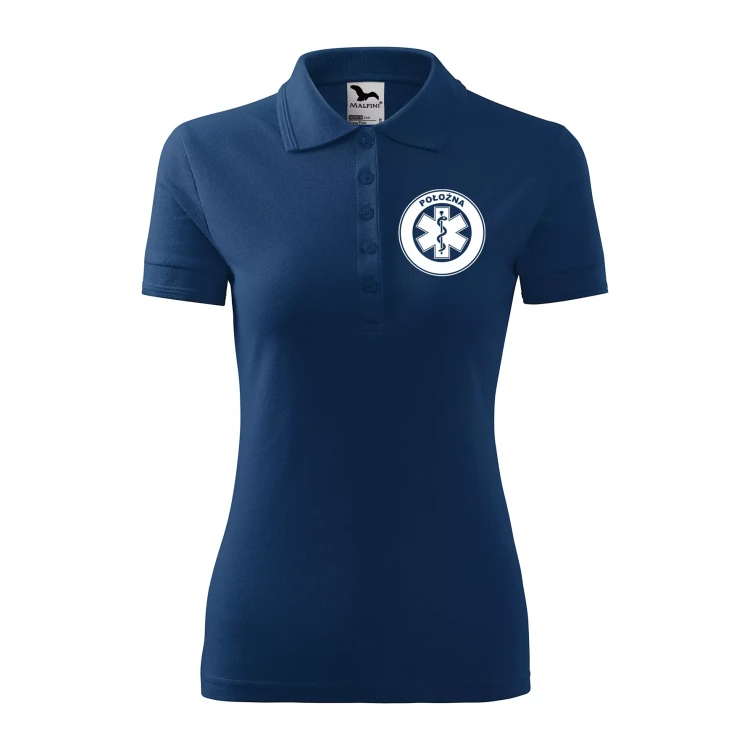 Koszulka damska polo z logo na sercu i plecach z nadrukiem POŁOŻNA logo firmy 200 gm² Pique Polo 210 koszulka polo WSZYSTKIE KOLORY (23).webp