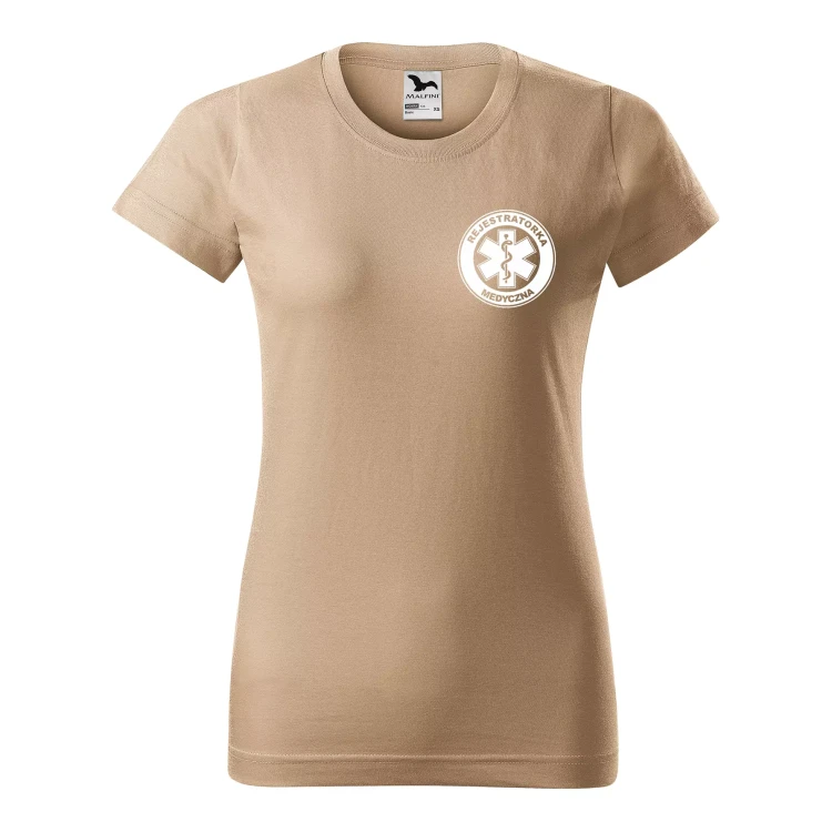 Koszulka damska BASIC 134 medyczna z krótkim rękawem z logo na sercu i plecach z nadrukiem REJESTRATORKA MEDYCZNA logo 160 gm² koszulka krótki ręka (10).webp