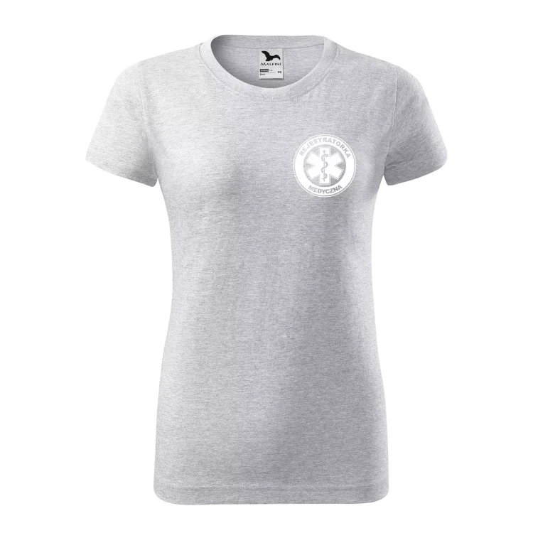 Koszulka damska BASIC 134 medyczna z krótkim rękawem z logo na sercu i plecach z nadrukiem REJESTRATORKA MEDYCZNA logo 160 gm² koszulka krótki ręka (21).webp