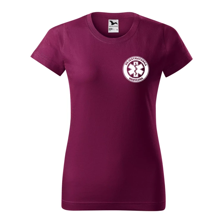 Koszulka damska BASIC 134 medyczna z krótkim rękawem z logo na sercu i plecach z nadrukiem REJESTRATORKA MEDYCZNA logo 160 gm² koszulka krótki ręka (24).webp