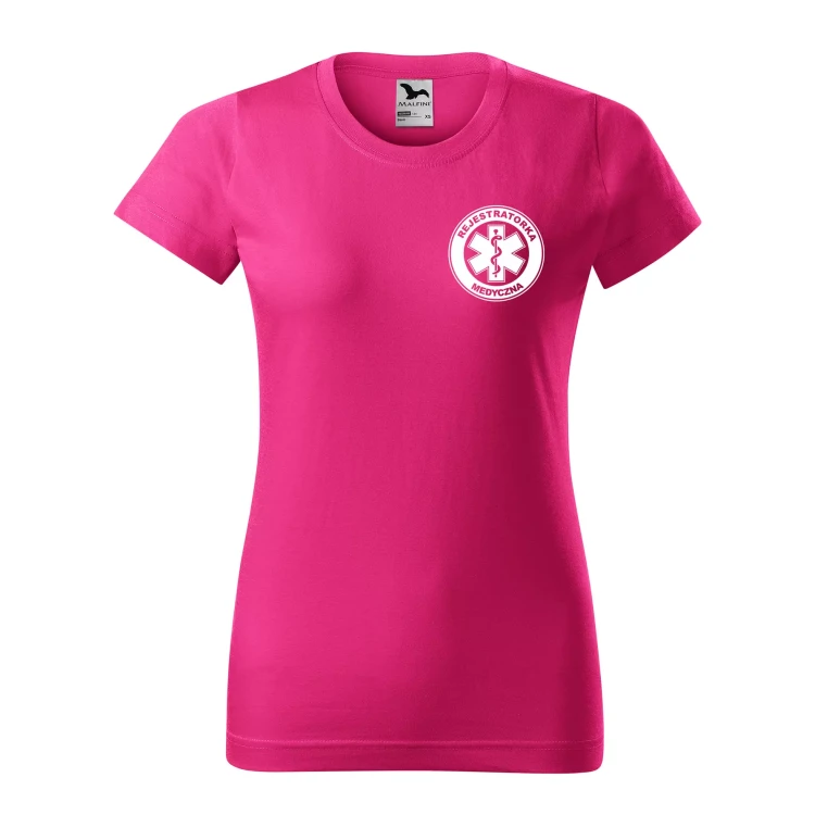 Koszulka damska BASIC 134 medyczna z krótkim rękawem z logo na sercu i plecach z nadrukiem REJESTRATORKA MEDYCZNA logo 160 gm² koszulka krótki ręka (30).webp