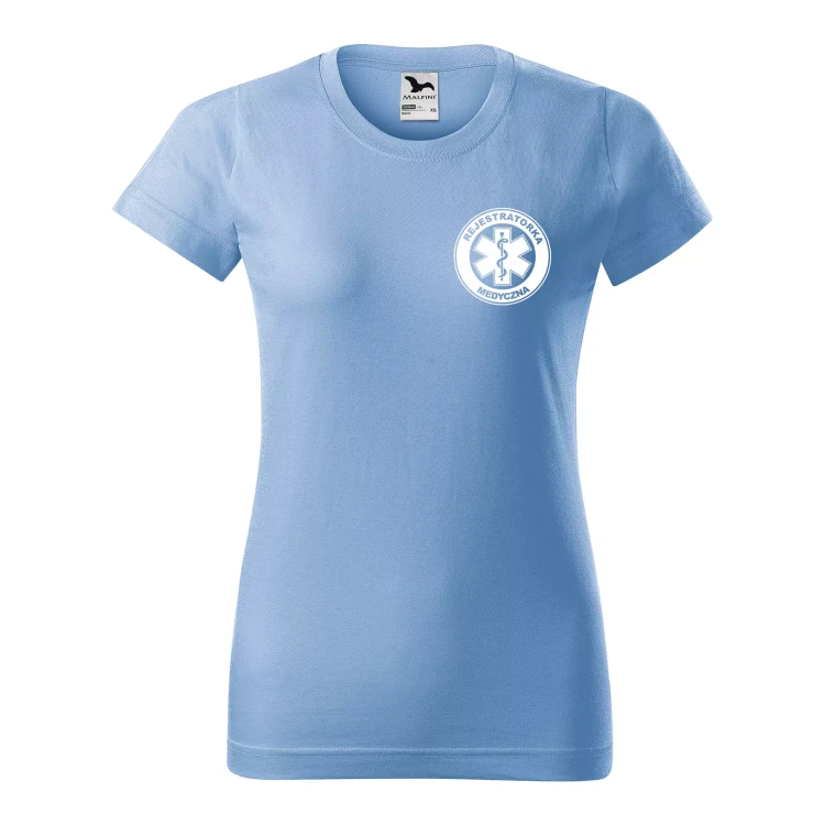 Koszulka damska BASIC 134 medyczna z krótkim rękawem z logo na sercu i plecach z nadrukiem REJESTRATORKA MEDYCZNA logo 160 gm² koszulka krótki ręka (38).webp