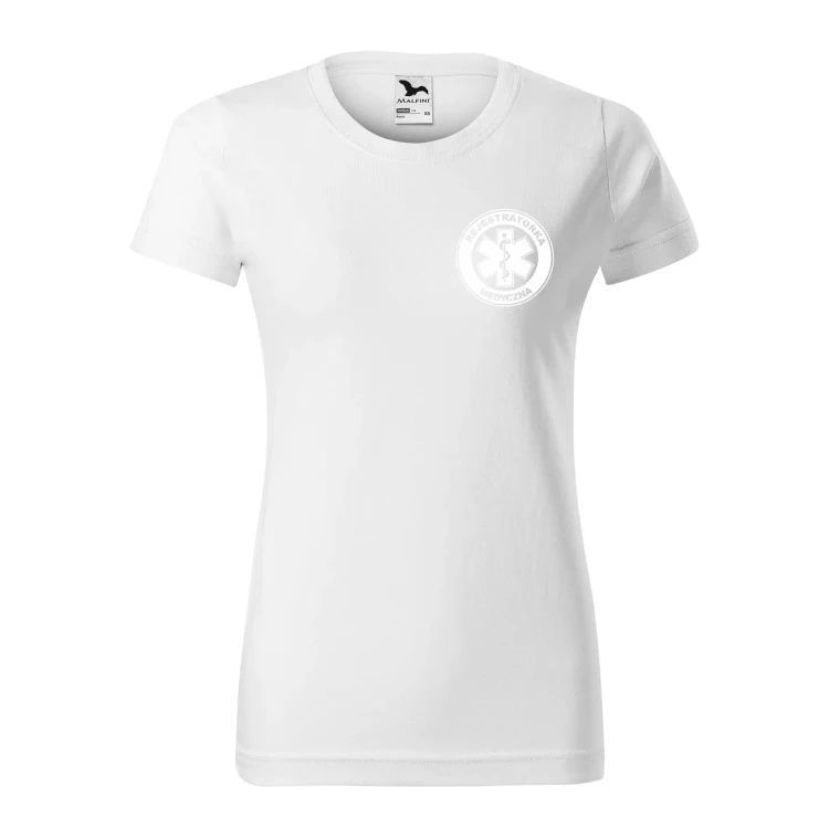 Koszulka damska BASIC 134 medyczna z krótkim rękawem z logo na sercu i plecach z nadrukiem REJESTRATORKA MEDYCZNA logo 160 gm² koszulka krótki ręka (39).webp