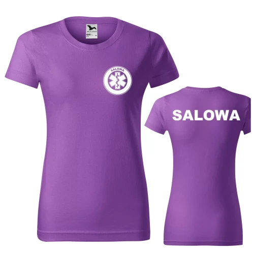 Koszulka damska BASIC 134 medyczna z krótkim rękawem z logo na sercu i plecach z nadrukiem SALOWA logo 160 gm² koszulka krótki rękaw WSZYSTKIE KOLORY  (1).webp