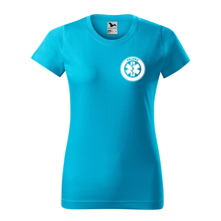Koszulka damska BASIC 134 medyczna z krótkim rękawem z logo na sercu i plecach z nadrukiem SALOWA logo 160 gm² koszulka krótki rękaw WSZYSTKIE KOLORY  (6).webp