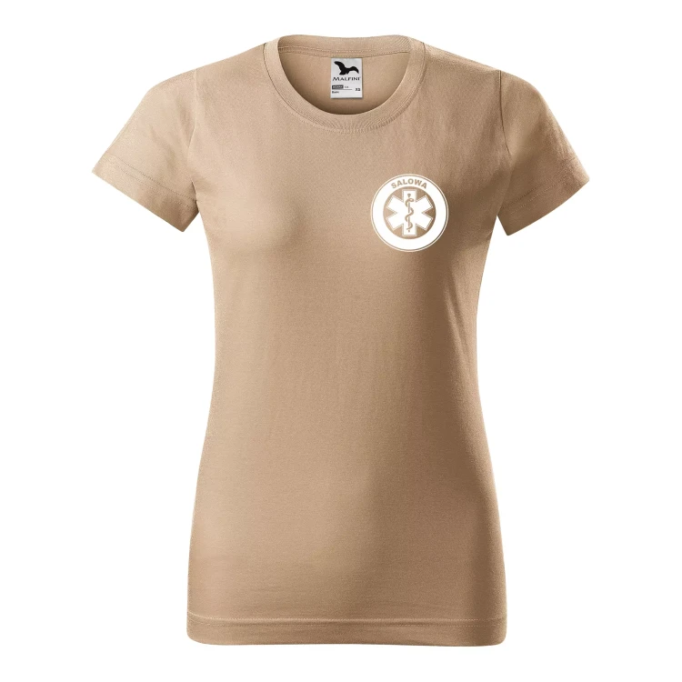 Koszulka damska BASIC 134 medyczna z krótkim rękawem z logo na sercu i plecach z nadrukiem SALOWA logo 160 gm² koszulka krótki rękaw WSZYSTKIE KOLORY  (10).webp