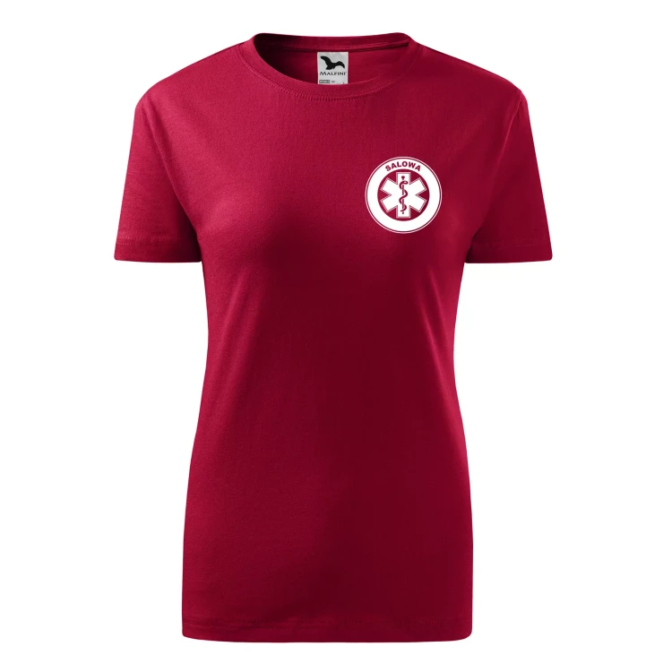 Koszulka damska BASIC 134 medyczna z krótkim rękawem z logo na sercu i plecach z nadrukiem SALOWA logo 160 gm² koszulka krótki rękaw WSZYSTKIE KOLORY  (13).webp